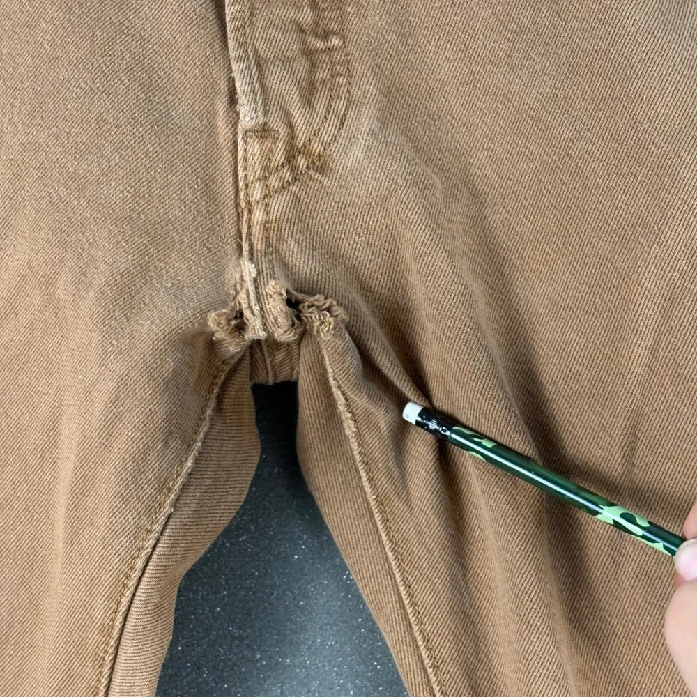 Levis 501 Original Fit Jeans Mens 32x30.5 Brown Tan Denim Button Fly Straight